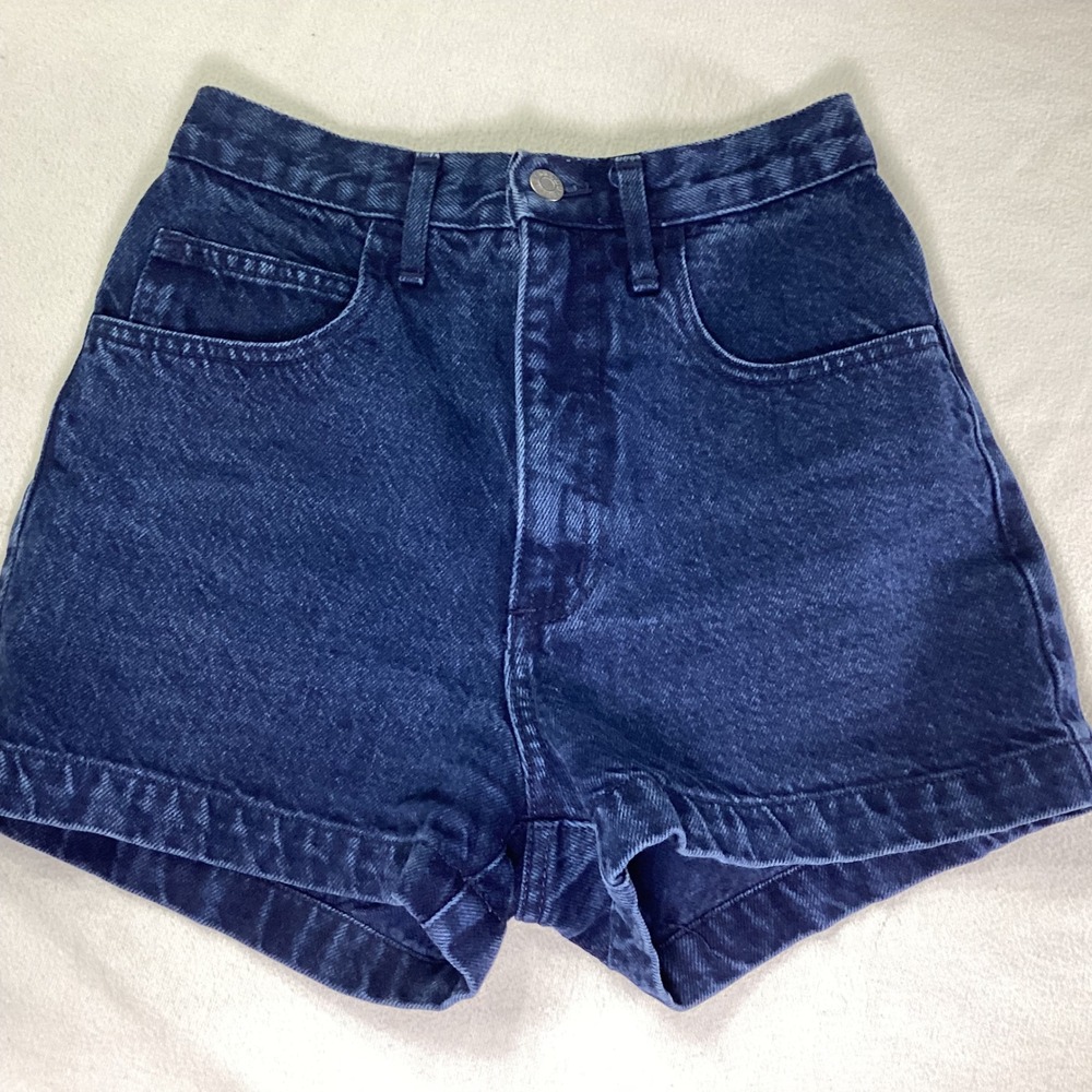 Vintage Guess Georges Marciano High Waisted Denim Shorts Dark Wash Blue 26 USA - Picture 1 of 9